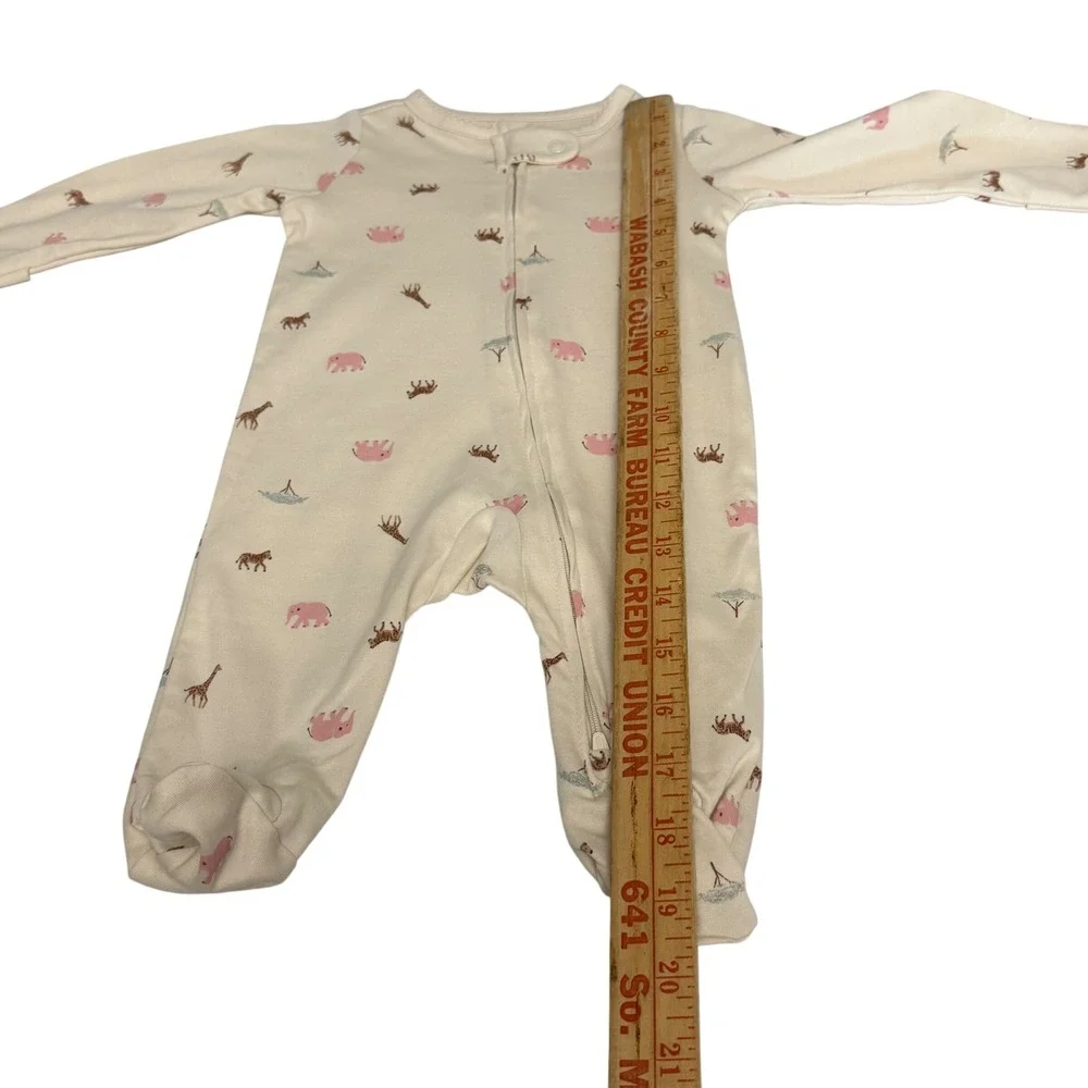 Carters Baby 0-3M Sleep and Play 2 Pack Safari Animal Shamrock Ribbed Footie PJs